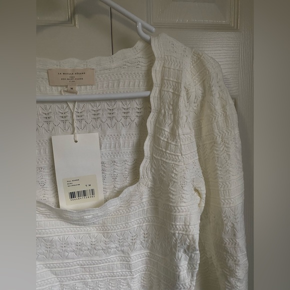 NWT Sezane Pull Ronnie Ercu White Knit Sweater Jumper - Picture 6 of 11